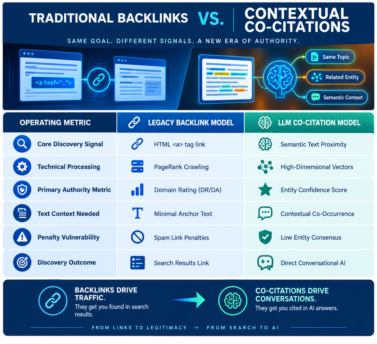 Traditional backlinks vs contextual co-citations