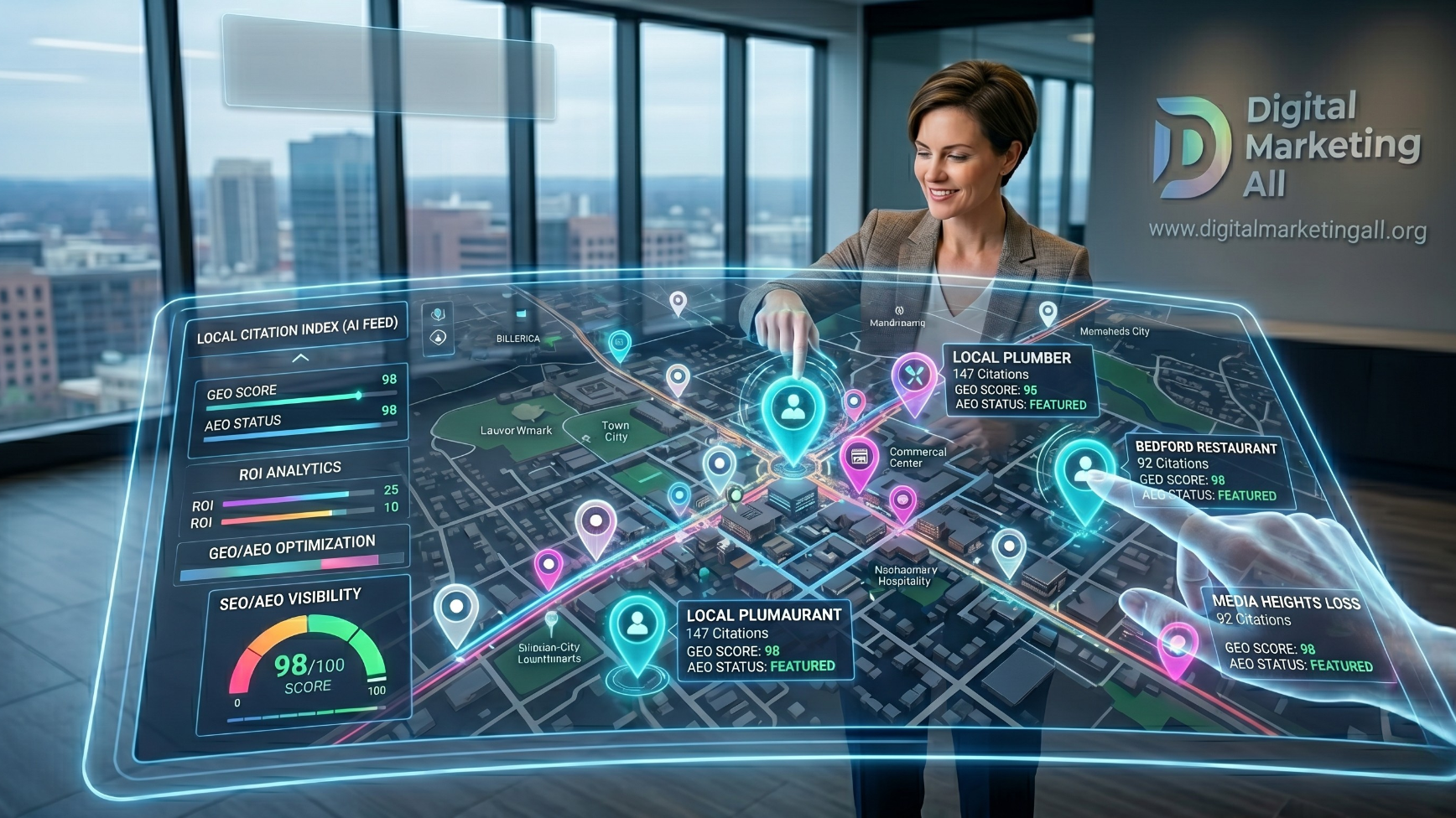 Local business citations appearing in a generative AI search map