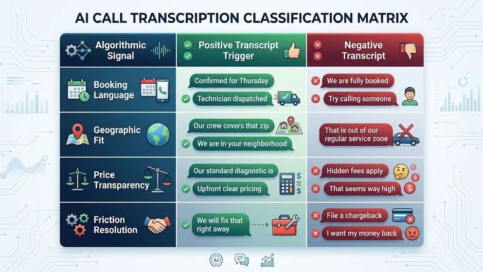 AI call transcription classification matrix