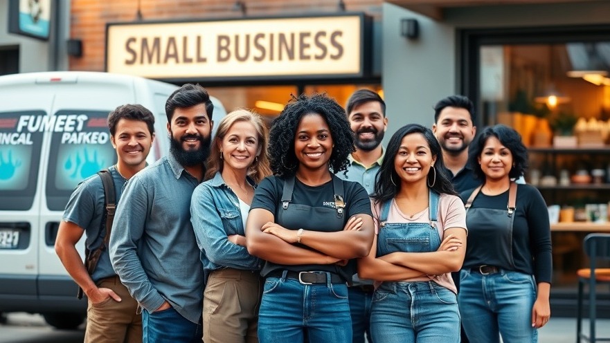 Confident small business owners showcasing local success in a vibrant community.