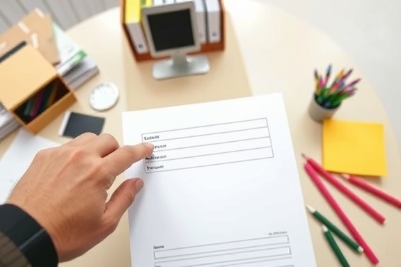 interactive form submission, engaged action, being clicked by a hand, photorealistic, office environment with stationery scattered around, highly detailed, animated cursor movement, sharp edges, vibrant colors, direct overhead lighting, shot with a macro lens.