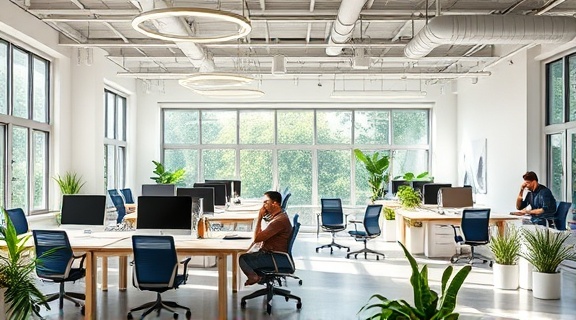 strategic integrated marketing approach, clear, executing effective tactics, photorealistic, coworking space with open-plan design, highly detailed, real-time analytics display, lively greens, natural daylight, shot with a Sony FE 24-105mm lens.