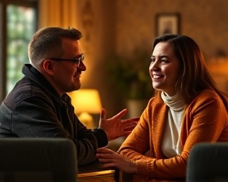 personalized engagement, inviting warmth, conversing, photorealistic, virtual collaboration space with avatars, highly detailed, real-time engagement metrics, HDR quality, warm earth tones, diffused glow, shot with an 85mm lens.