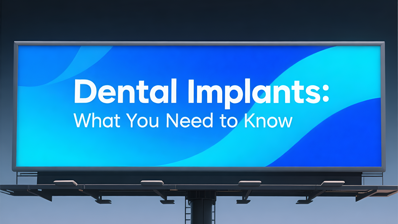 Animated dental implant education featuring diagram and man, dental implants UK.