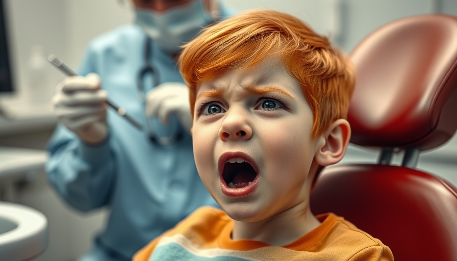 Young boy experiencing dental fear in dentist's chair.