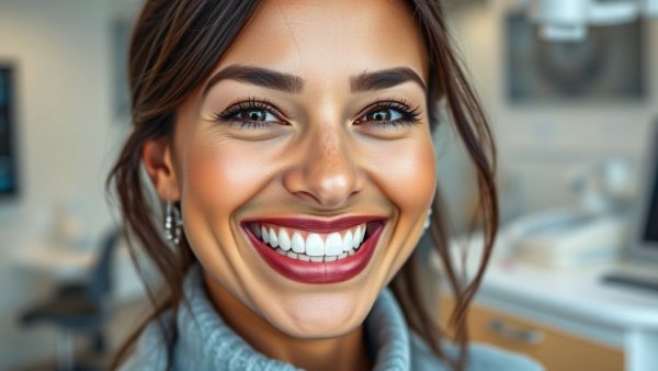 Aesthetics of All-On-Four, smiling person showing dental implants.