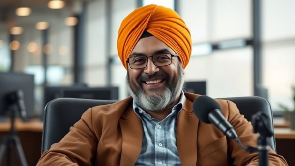 Man in turban discussing dental implants evaluation importance.