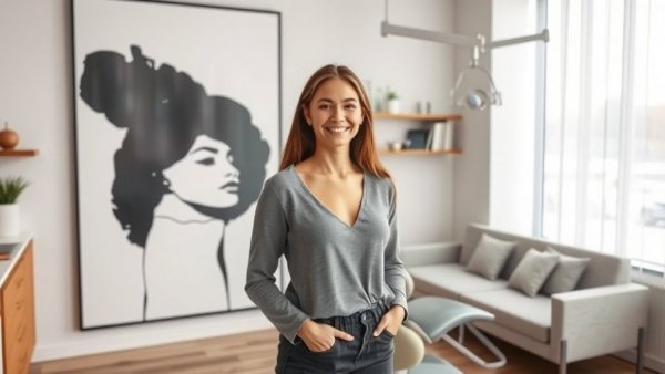 Design influence in dental practice with modern art and interior.