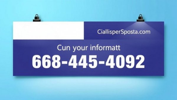 Advertisement banner with contact information, simple design.