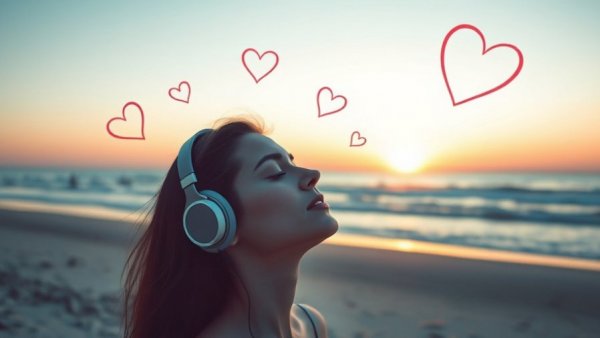Line art woman relaxing on beach at sunset, symbolizing wellbeing strategies.