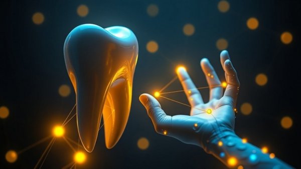 Futuristic digital tooth and hand illustration symbolizing Scottish dental crisis.