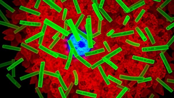 Microscopic view showing oral bacterium related to breast cancer.