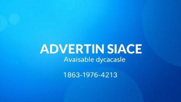 Blue gradient ad banner with contact details for advertisement space.