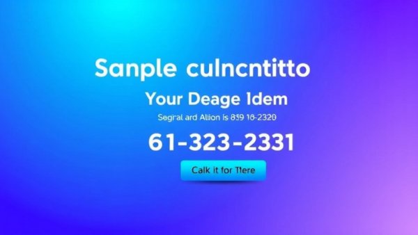 Simple advertising banner with contact information, vibrant blue.