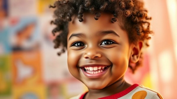 Vibrant magazine cover featuring a smiling child, sunny mood.