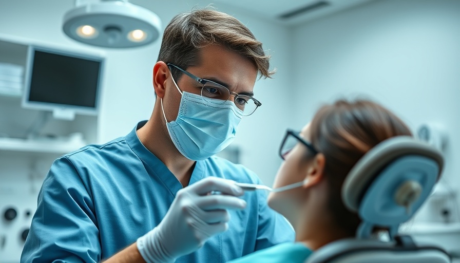 Dentist examining patient in clinic highlights job dissatisfaction in dentistry.