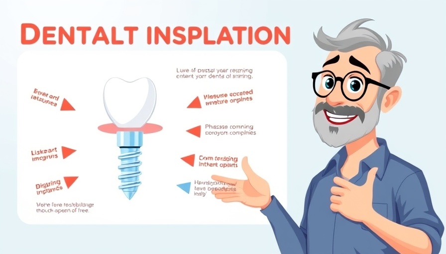 Animated dental implant education featuring diagram and man, dental implants UK.