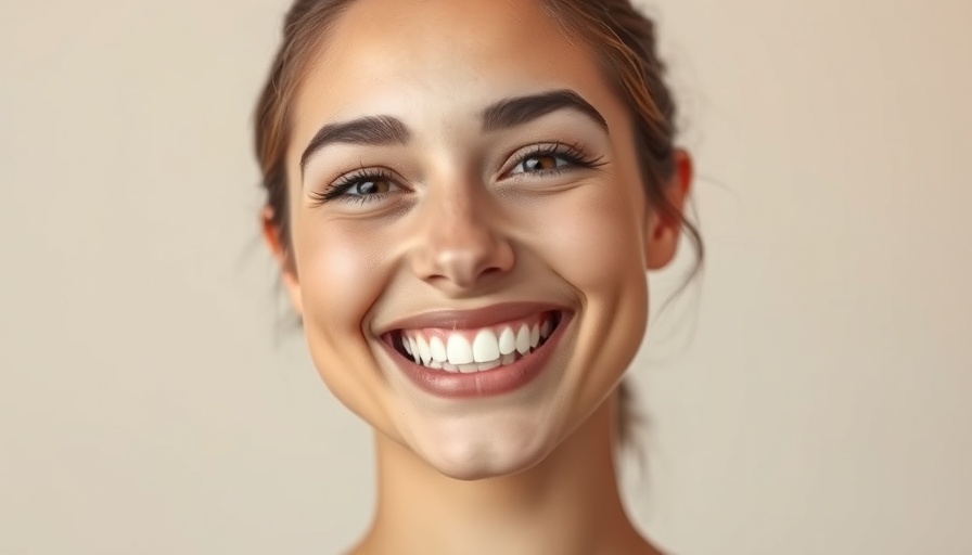 Confident young woman displaying flawless teeth, solution ideal.