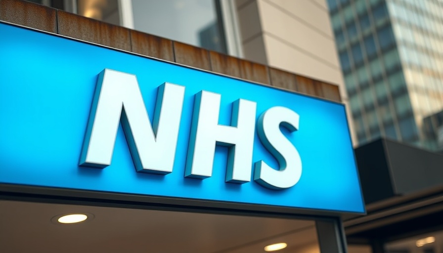 NHS sign on building, related to NHS 10 Year Workforce Plan