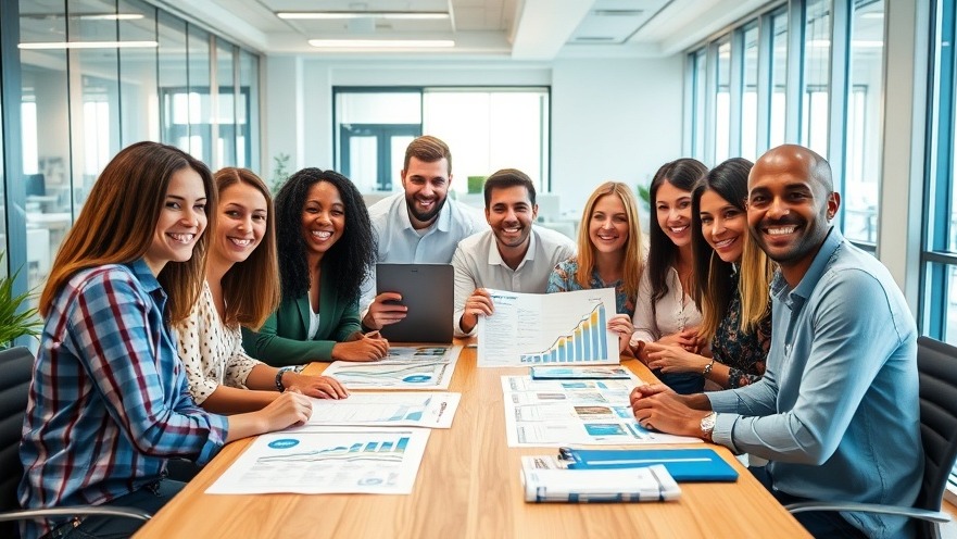 Diverse team discussing AI-driven franchise growth in a modern office.