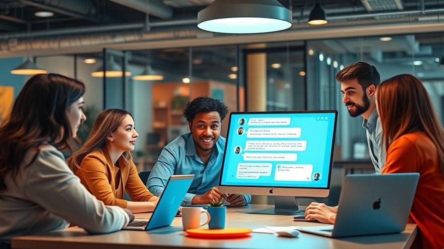 Diverse professionals brainstorming with a digital interface showcasing AI-powered franchise growth.