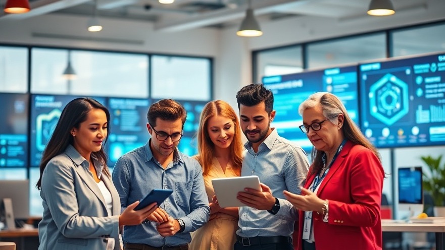 Franchise automation tools: Diverse franchise owners collaborating in a modern workspace.