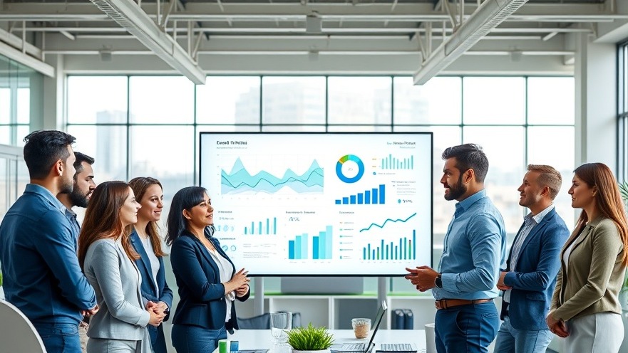 Professionals collaborating on digital trends in a modern office, emphasizing sustainability in business.