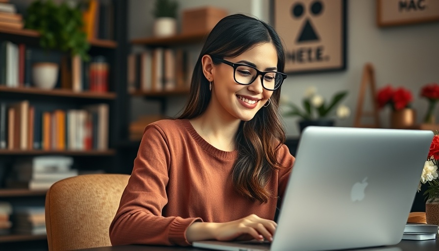 Confident woman in office setting representing AI in franchising.