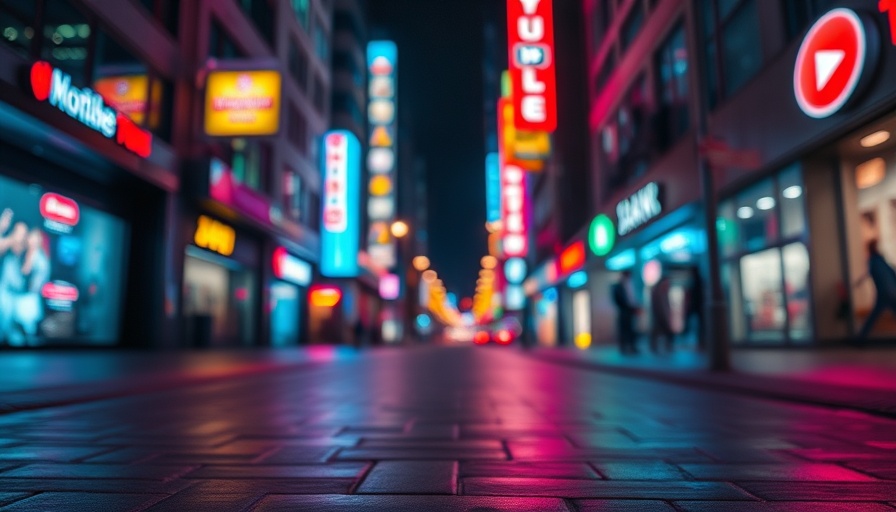 Modern digital technology with urban neon lights