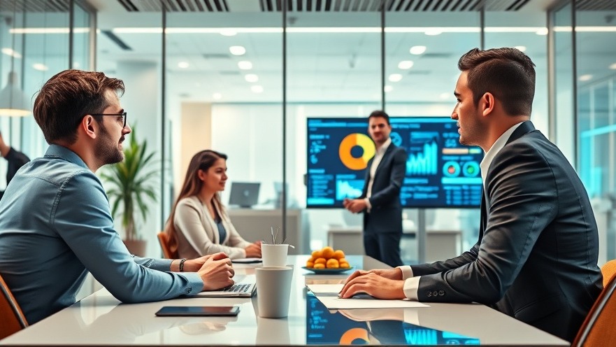 Professional brainstorming AI-powered franchises in a modern bank office.