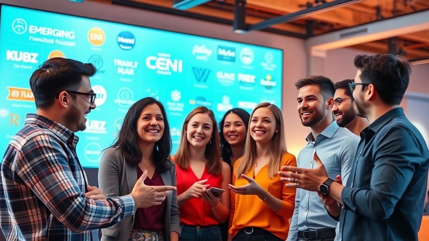 Entrepreneurs exploring franchise funding solutions at a digital display.