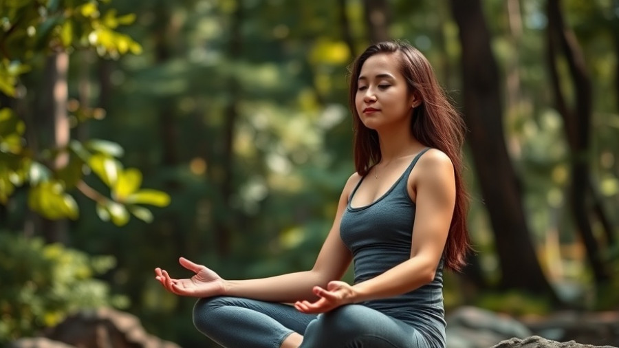 Woman meditating outdoors for wellness routine control