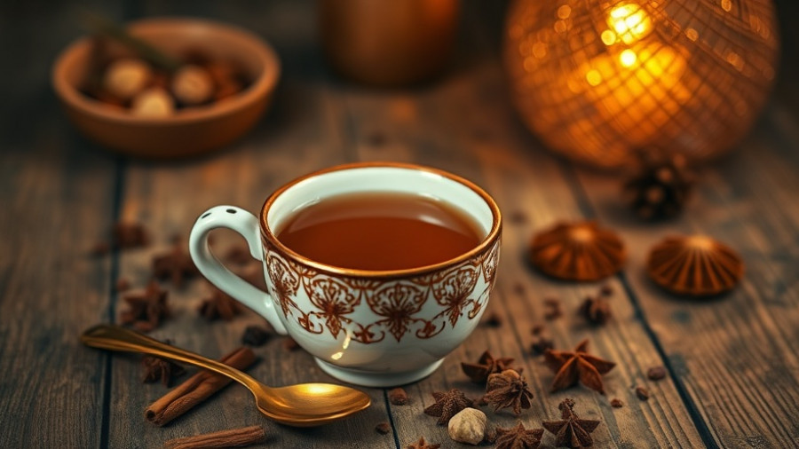 Creamy Cashew Masala Chai Latte in a rustic setting with spices.