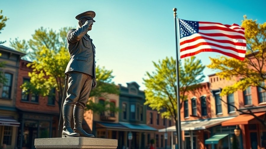 Historic statue in Eufaula, Alabama town square under clear sky.
