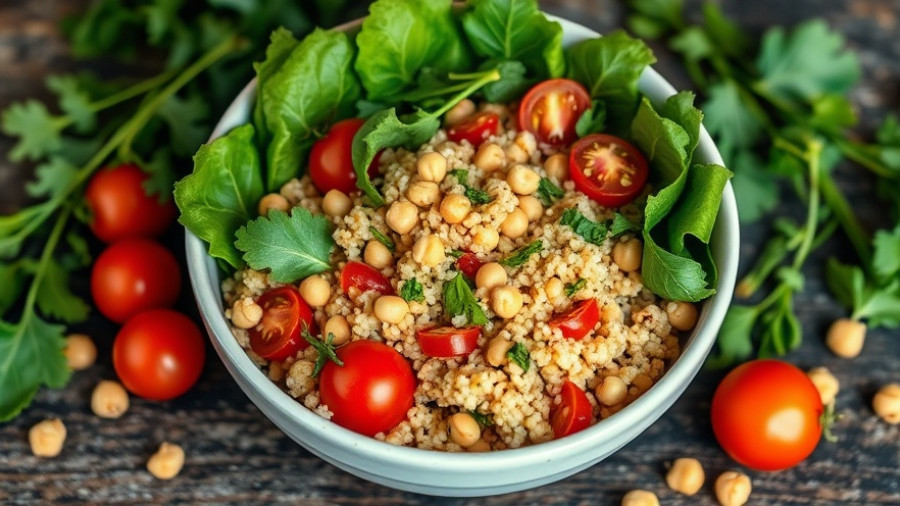 Mediterranean Quinoa Bowl with fresh greens and chickpeas.