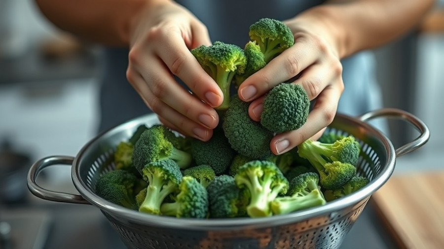 Fresh broccoli preparation, promoting habits for a healthy brain.