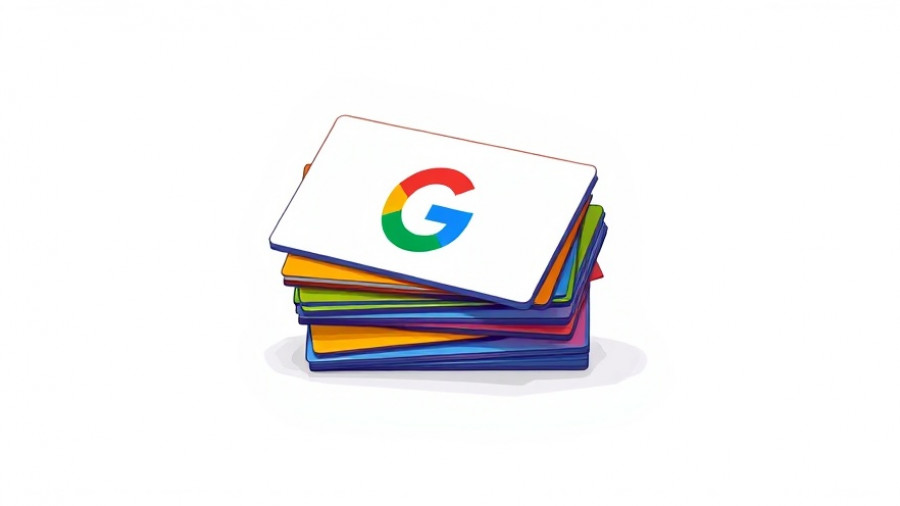 Google logo on colorful cards in minimalist style.