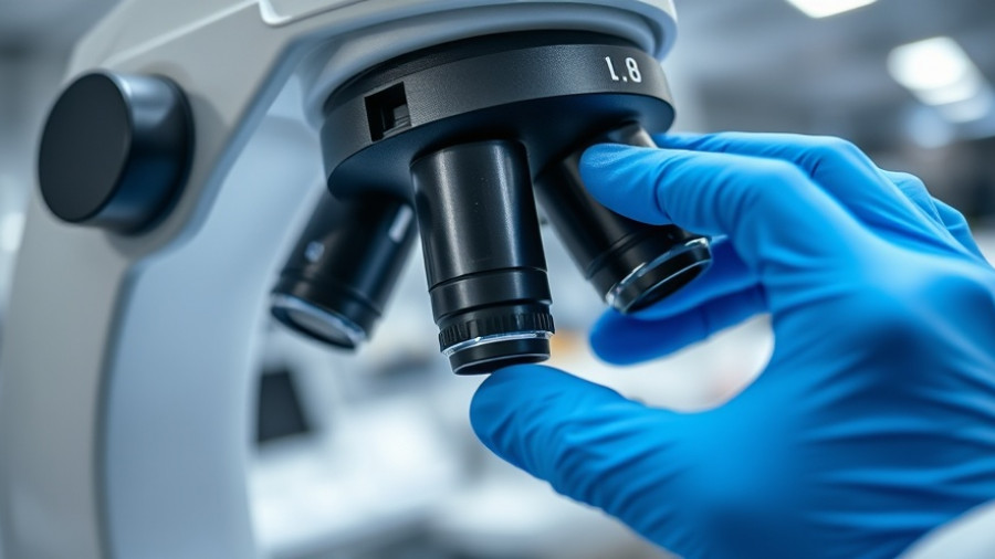 Close-up of microscope and gloved hands in a lab, deceptive lab tests theme.