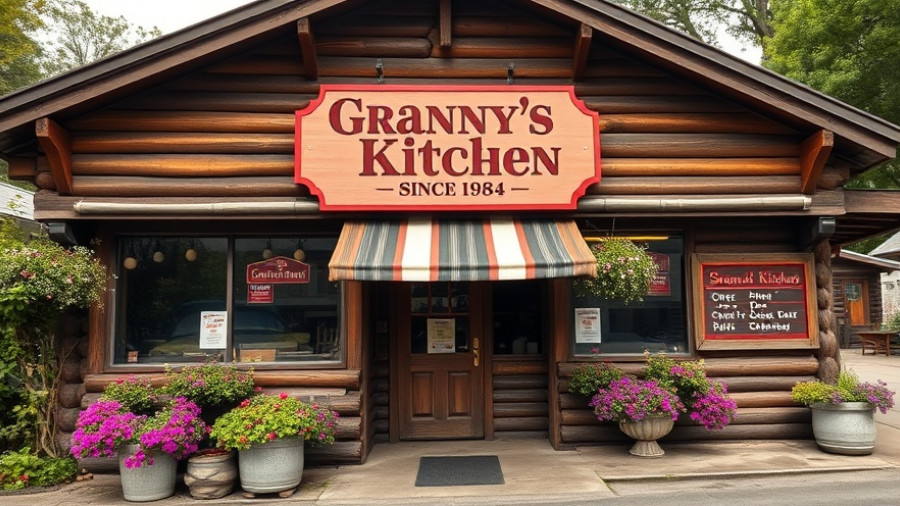 Granny's Kitchen in Cherokee North Carolina with rustic exterior.