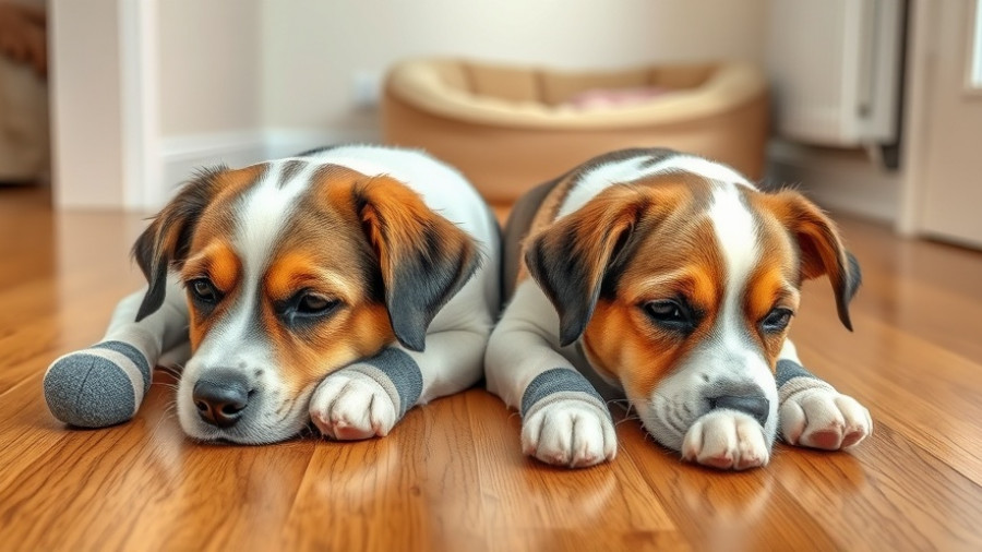 Two dogs on hardwood floors, showcasing pet-friendly environment.