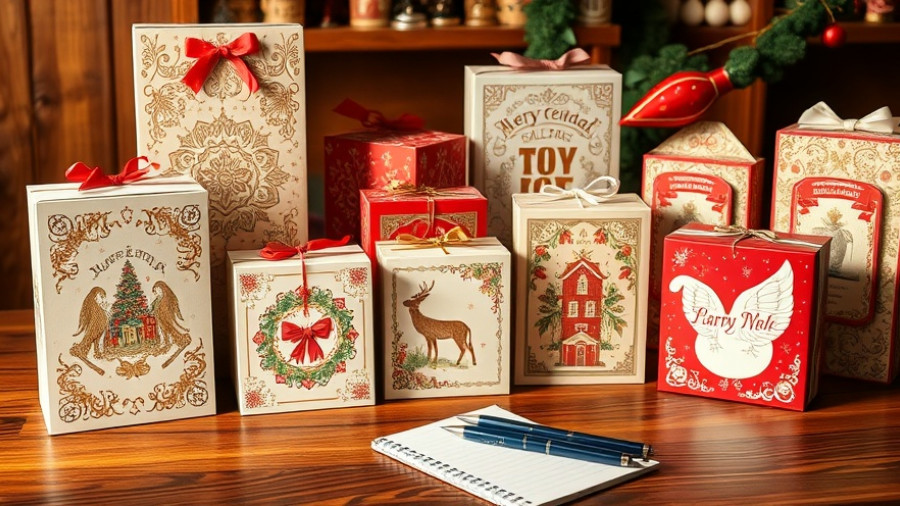 Elegant advent calendar set showcasing intricate designs on a wooden table.