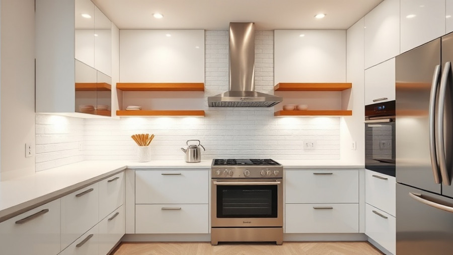 Modern kitchen design with white cabinets; new house build ideas.