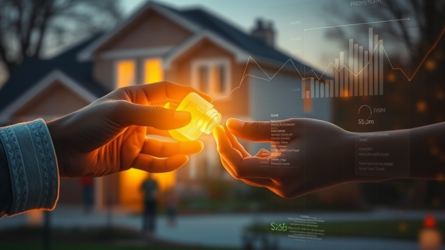 Hands exchanging prescription bottle with digital graphs, Direct-to-Consumer Prescription Programs visualization.