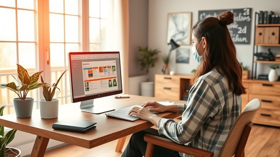 Woman designing personal curriculum in cozy home office with natural light.