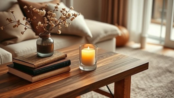 Cozy fall setting with the best fall candles on display.