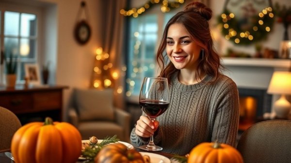 Stress-free Thanksgiving planning: woman decorating a warm table setting.