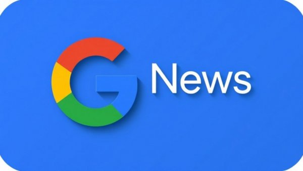 Google News app logo with blue background.