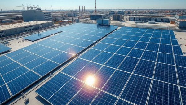 100kW Commercial Solar System on a large rooftop in an industrial area.