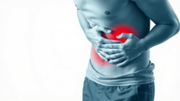 Stylized depiction of abdominal pain highlighting non-opioid options.