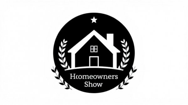 Minimalist logo for 'The Homeowners Show' with house icon.